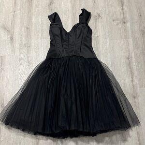 TRULY Elegant Black Tulle Mini Dress